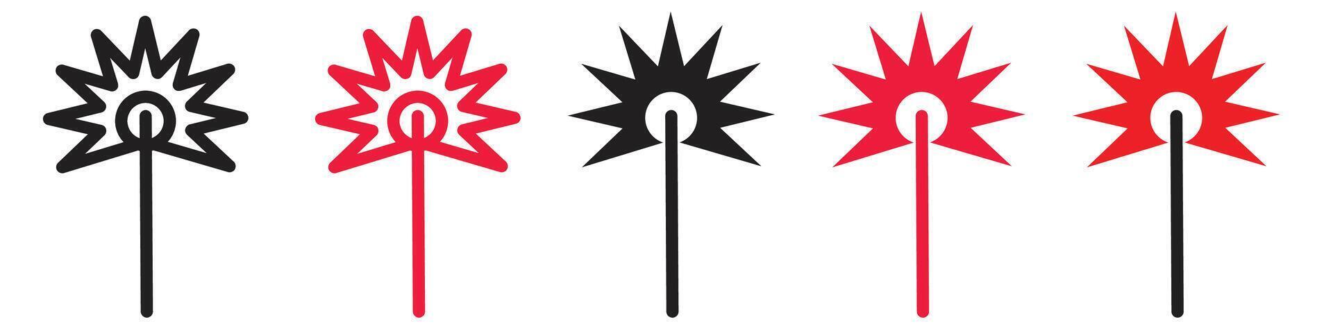 Cosmetic Skin Care Treatment Icons Using Laser Technology for Heat Application vector