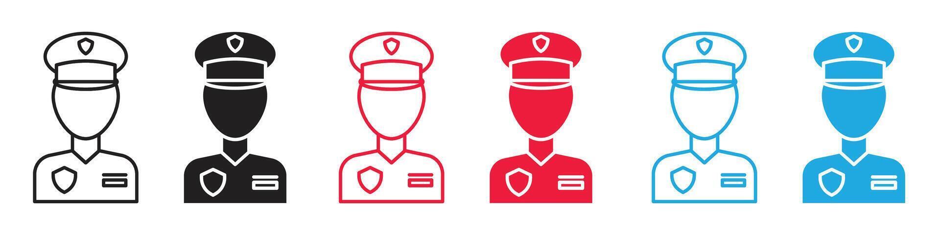 Policeman icon showing a uniformed officer, ideal for public safety campaigns and law enforcement materials vector