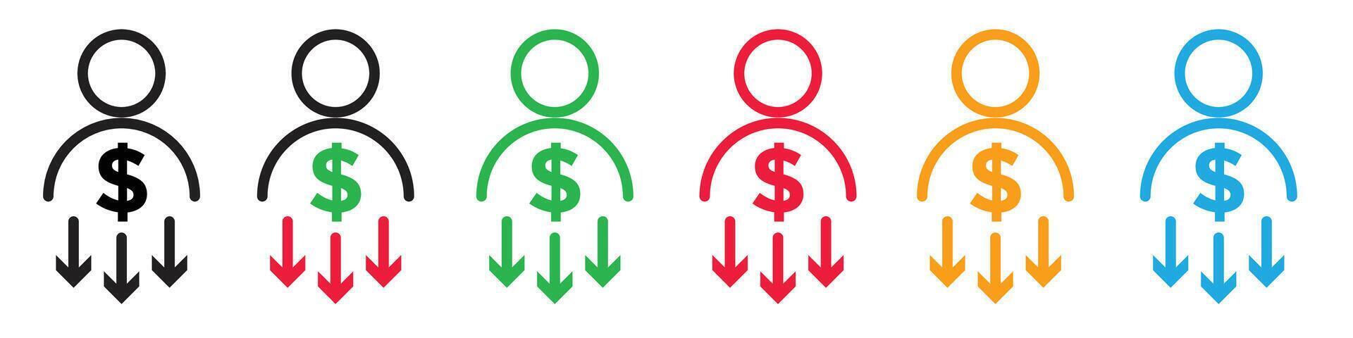 Icon Indicating a Reduction in Workforce Earnings and Salaries vector