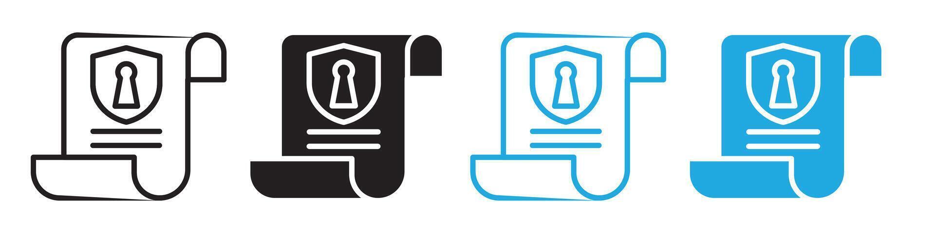 Icons for Intellectual Property Security Policies Featuring Certification and Protection vector