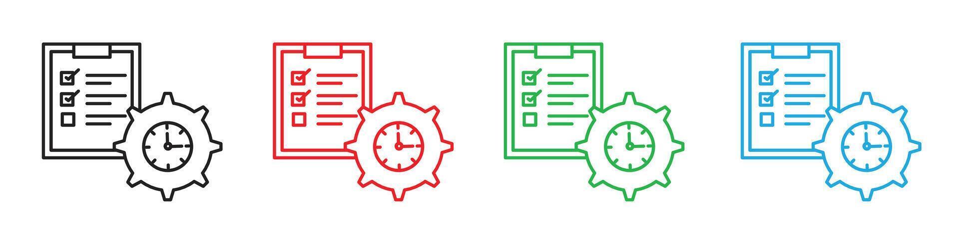 Strategic Time Management Icons for Enhancing Daily Work Efficiency vector