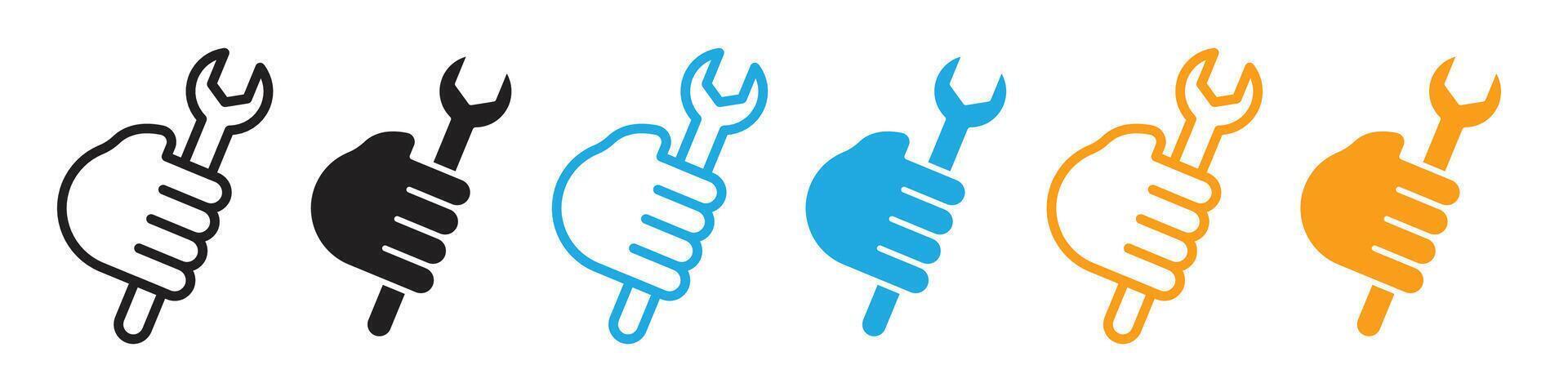 Repair and Construction Work Icon with Wrench for Handyman Tasks vector