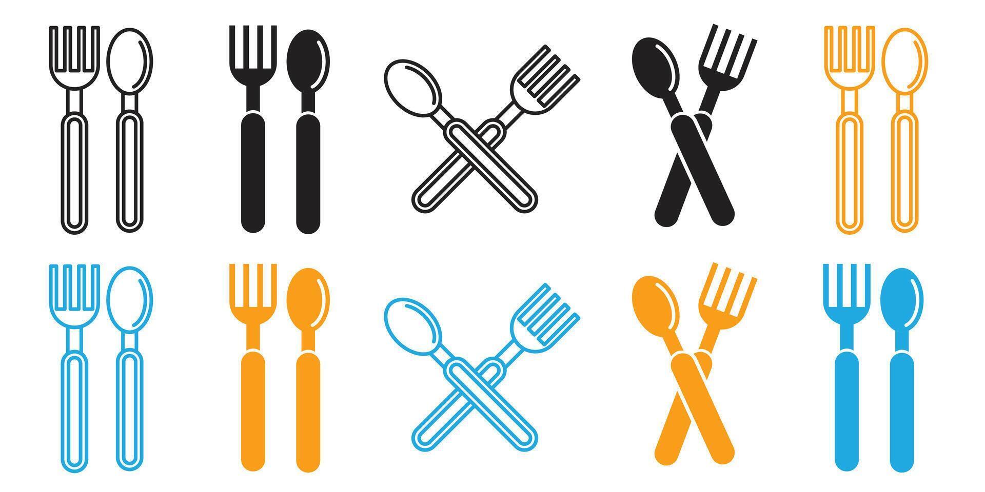 Dinnerware Set Icon for Serving Meals with Spoon and Fork vector