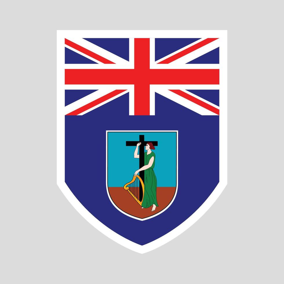 Montserrat Flag Shield Shape Frame vector