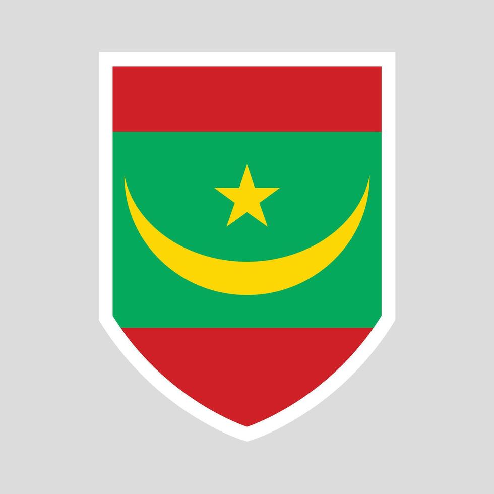 Mauritania Flag Shield Shape Frame vector