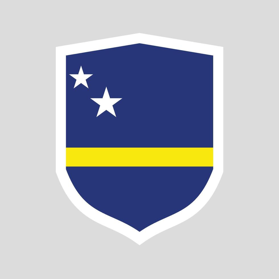 Curacao Flag Shield Shape Frame vector