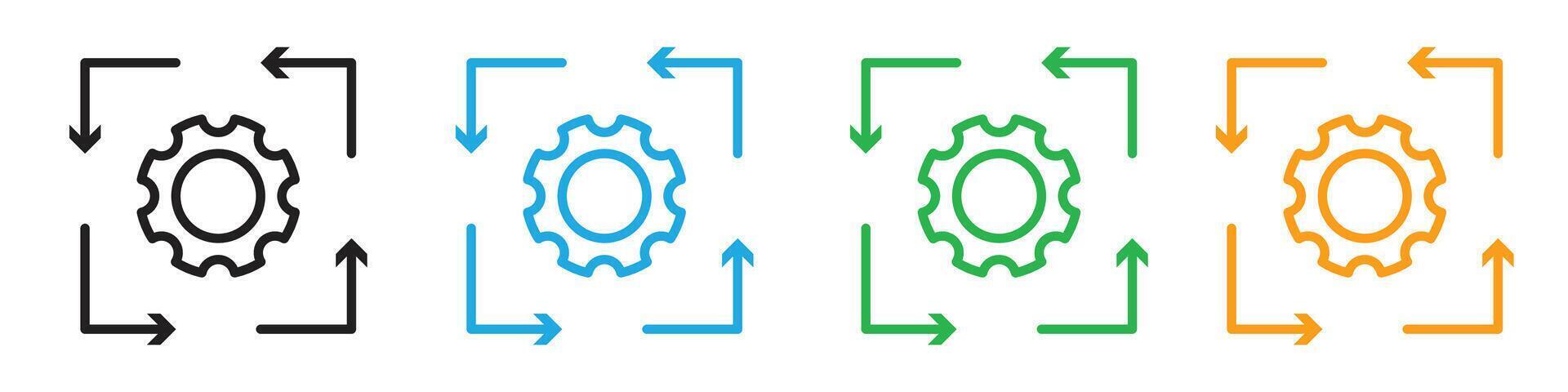 Workflow process icon line art vector