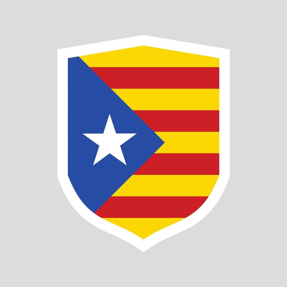 Catalonia Flag Shield Shape Frame vector