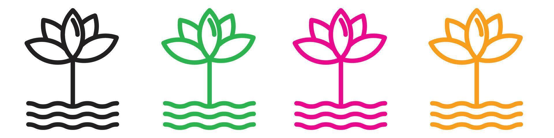 Water lily icon showing the elegance of aquatic plants, suitable for botanical gardens, nature themes, and environmental projects vector