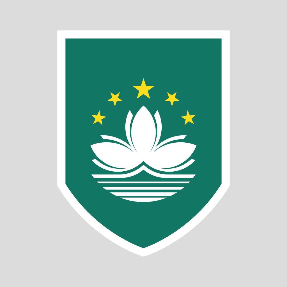 Macau Flag Shield Shape Frame vector