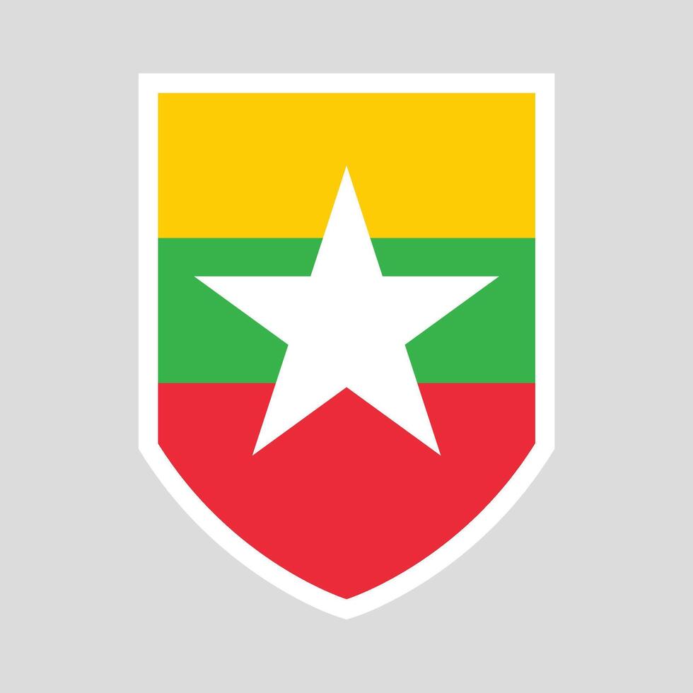 Myanmar Flag Shield Shape Frame vector