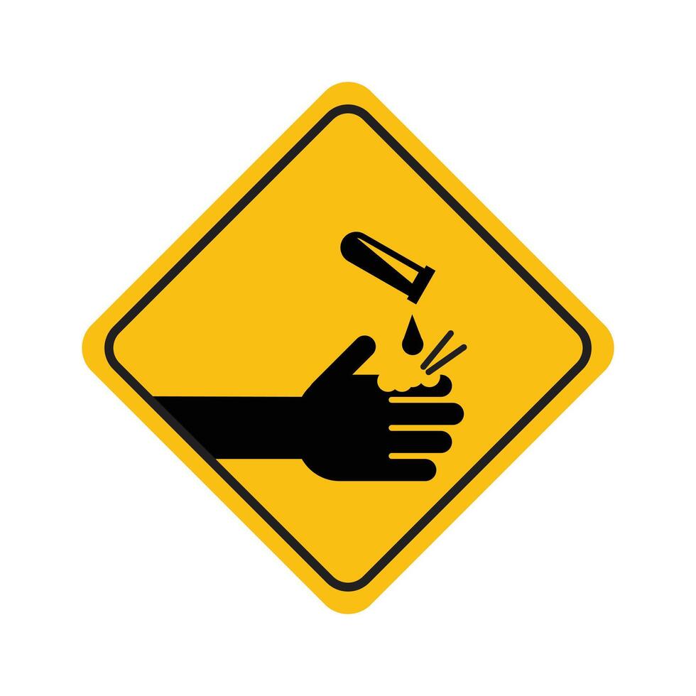 Acid Corrosion Warning Sign Protect Against Acidic Substance Hazards vector