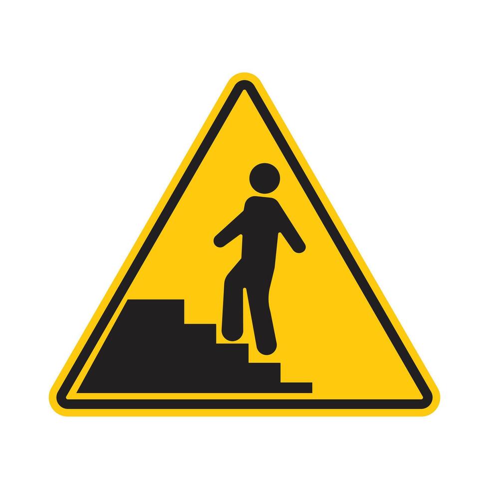 Warning about stairway ahead advising careful navigation vector