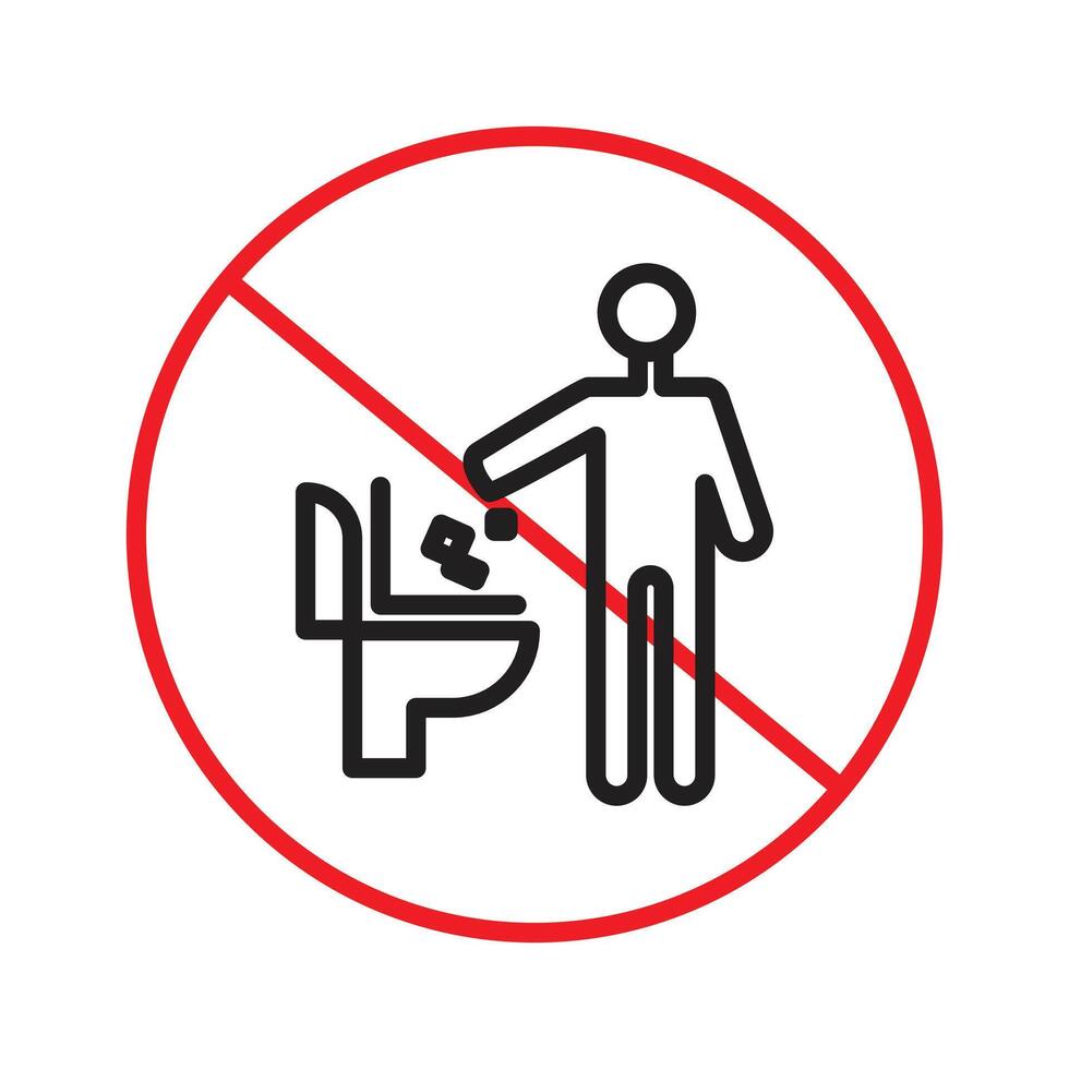 Prevent toilet littering with this prohibition sign, featuring a clear no-litter icon and warning label, ideal for maintaining cleanliness in public and private restrooms. vector