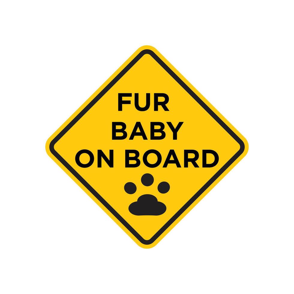 Alert about pet on board indicating animals present inside vehicle vector