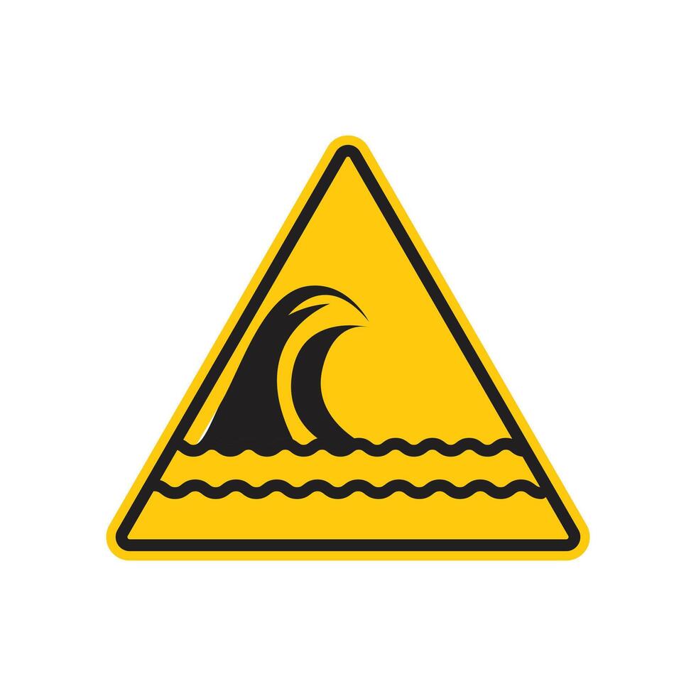 High tide and strong waves warning indicating potential drowning risk vector