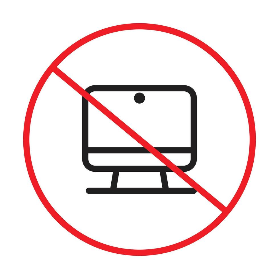 Restrict computer use in designated areas with this no computer sign, featuring a clear prohibition icon and warning label, ideal for maintaining focus and discipline. vector