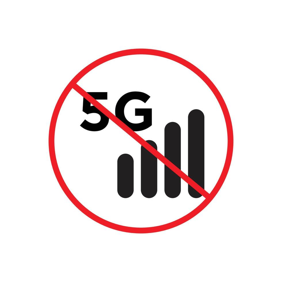 No 5G Signal Allowed Sign Restrict 5G Signal Usage in Specific Areas vector