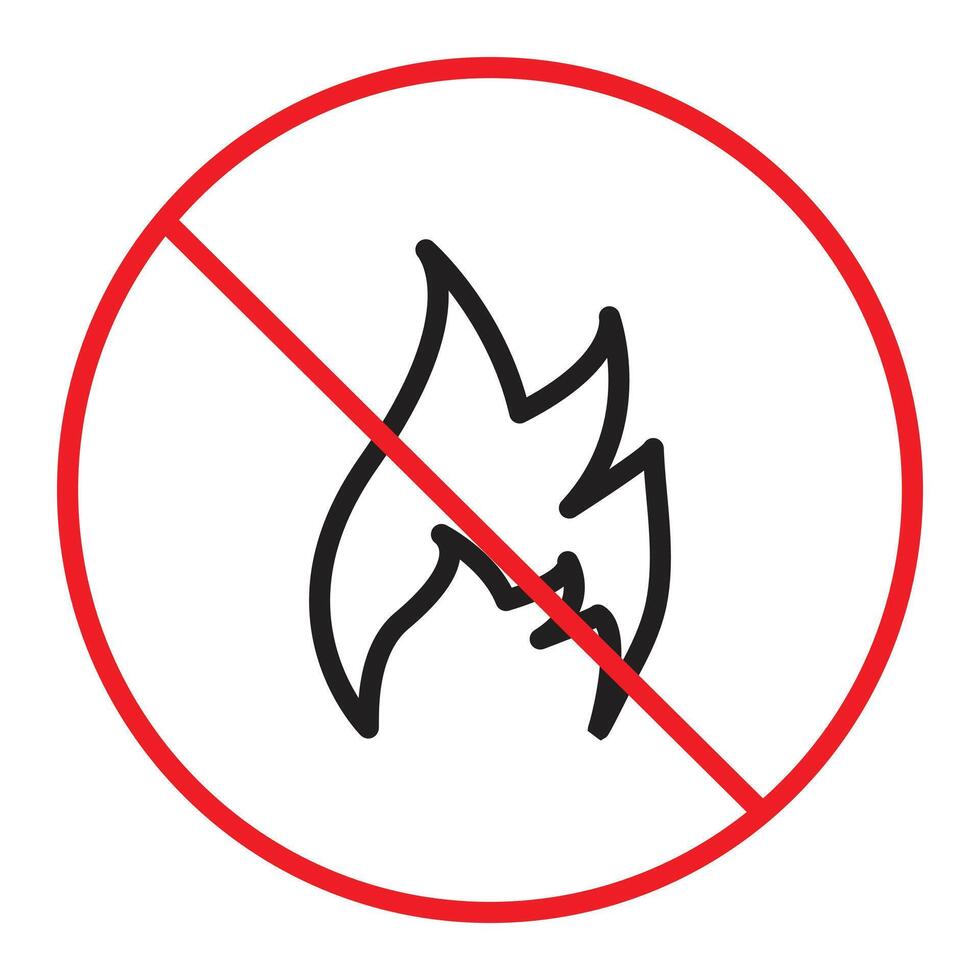 No open flames sign, featuring a clear no-fire icon and safety warning label, perfect for fire-free zones, ensuring safety and preventing fire hazards. vector