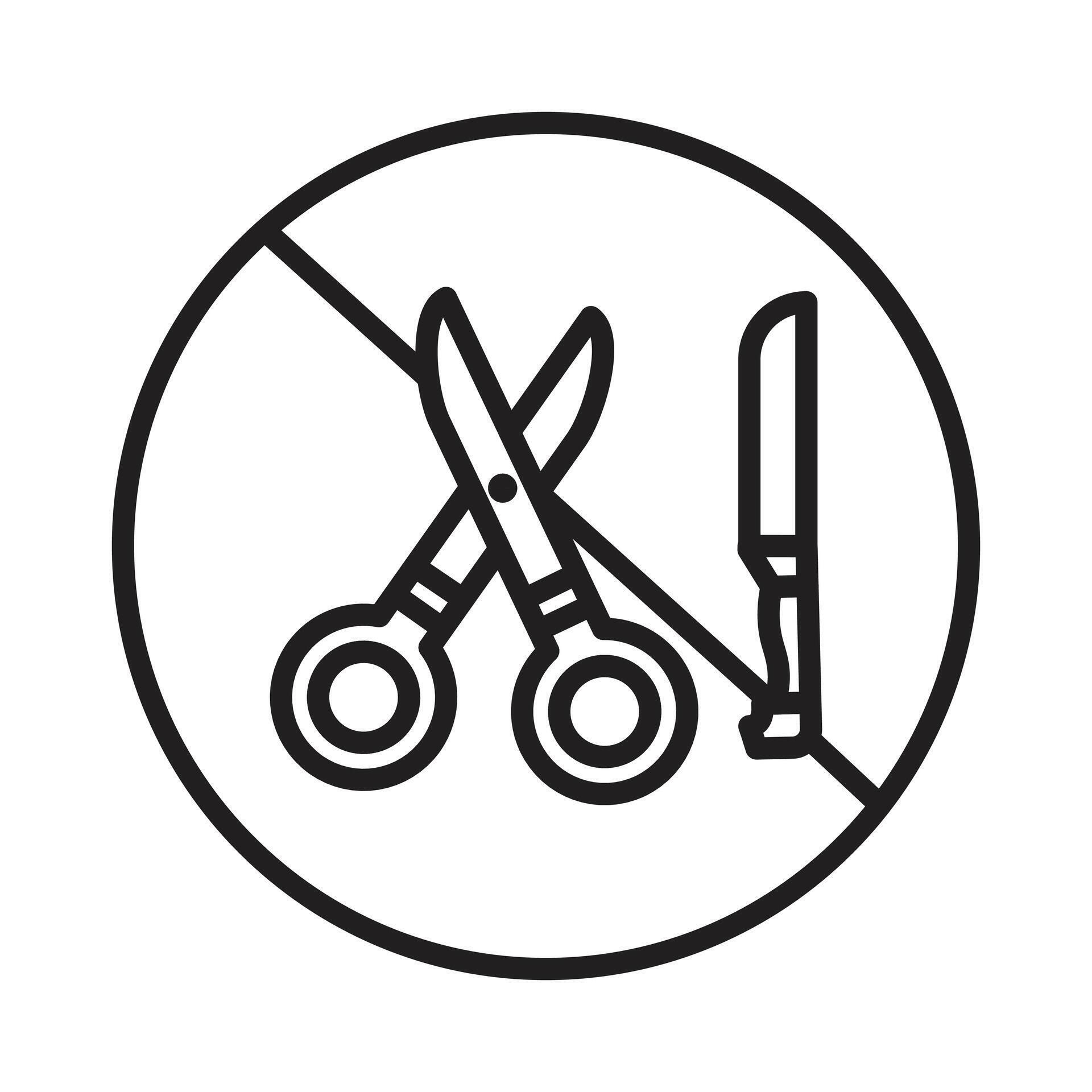 No Scissors or Knives Allowed Sign for Safety Regulations and