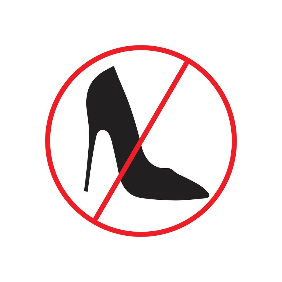 Footwear notice indicating no high heels allowed with flat shoes required vector
