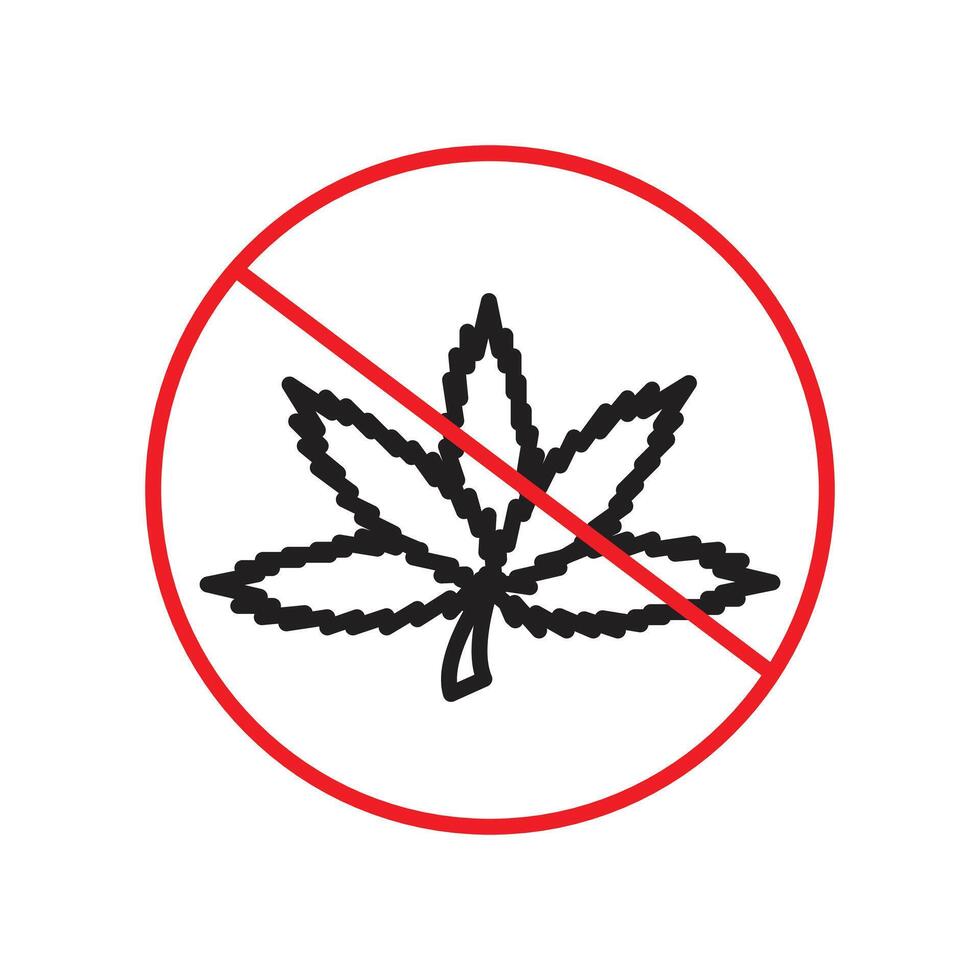 No marijuana use allowed sign, featuring a clear prohibition icon and warning label, ideal for drug-free zones and promoting health and safety. vector