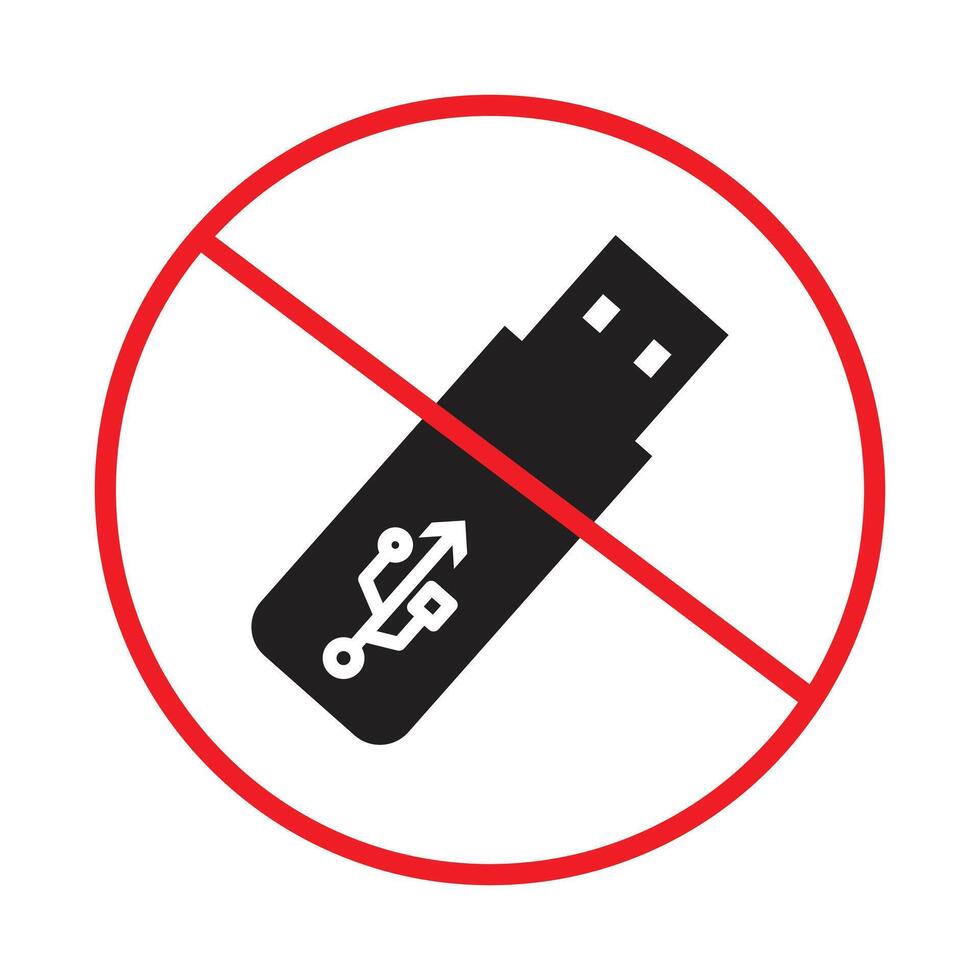 USB Device Restriction Sign Enhance Security by Prohibiting USB Use vector