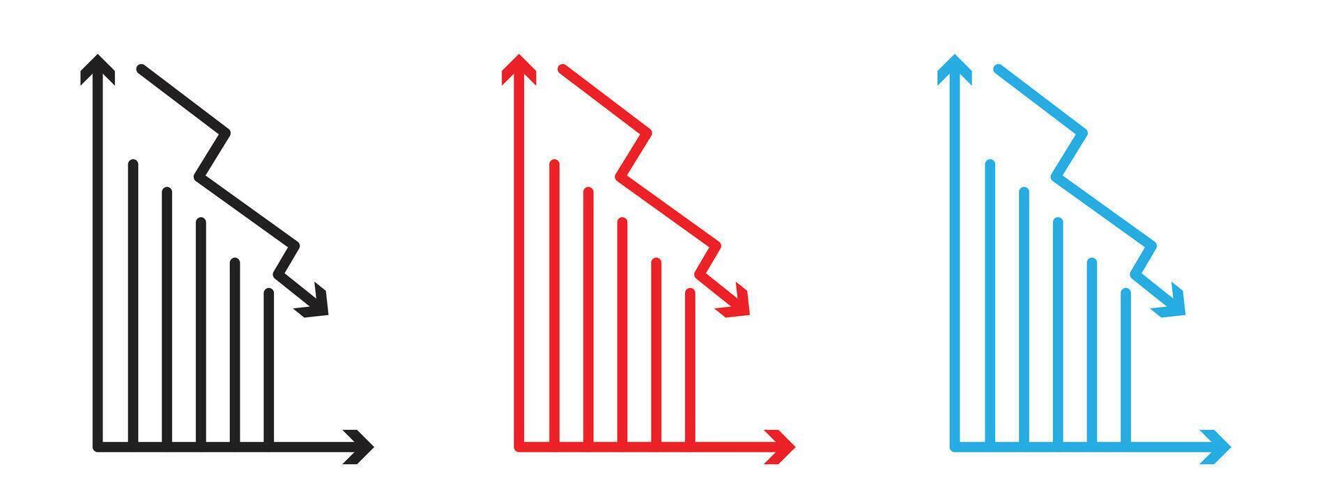 Decline Chart Icon Illustrating Decrease in Performance, Economic Downturn, and Analytical Data vector