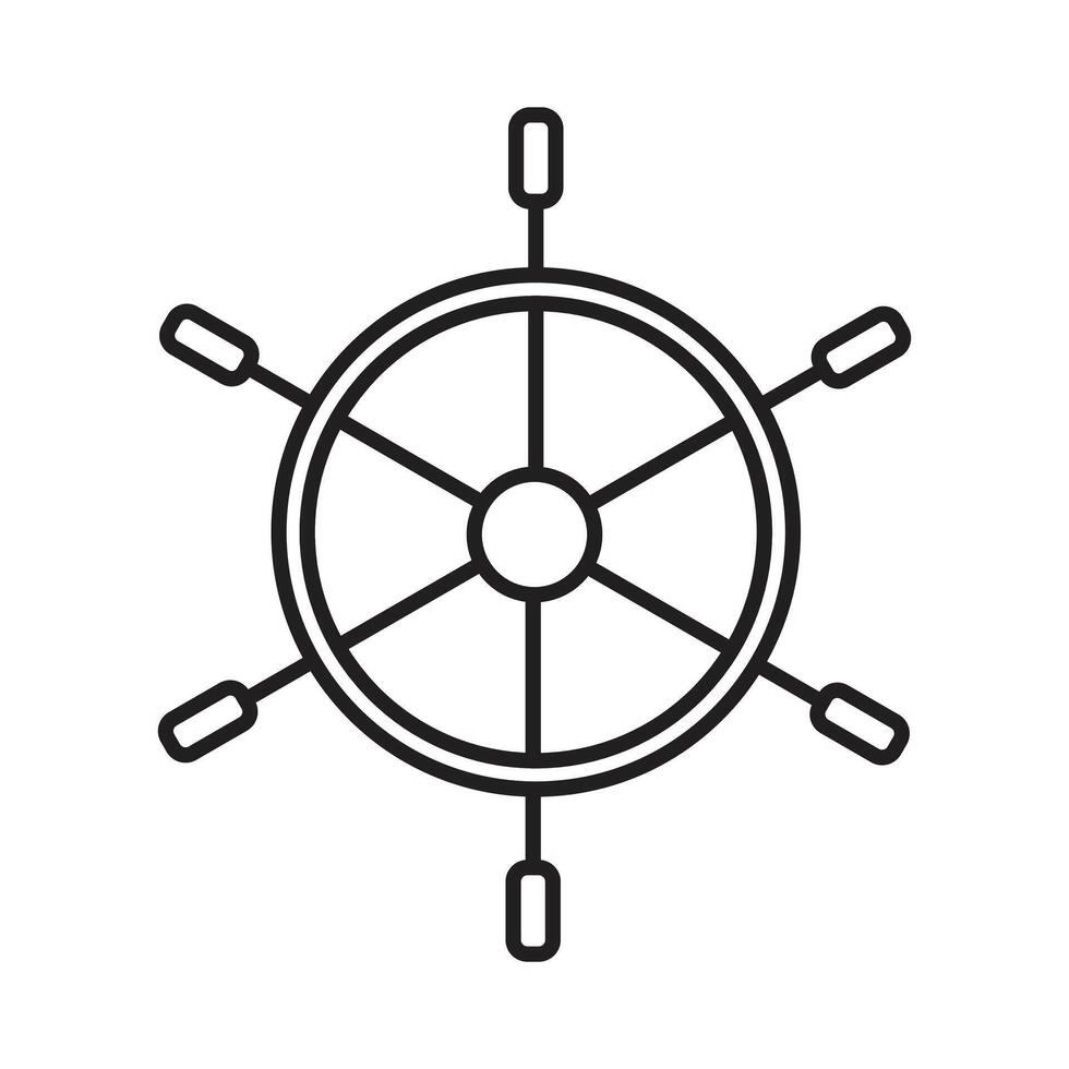 Ship wheel icon line art vector