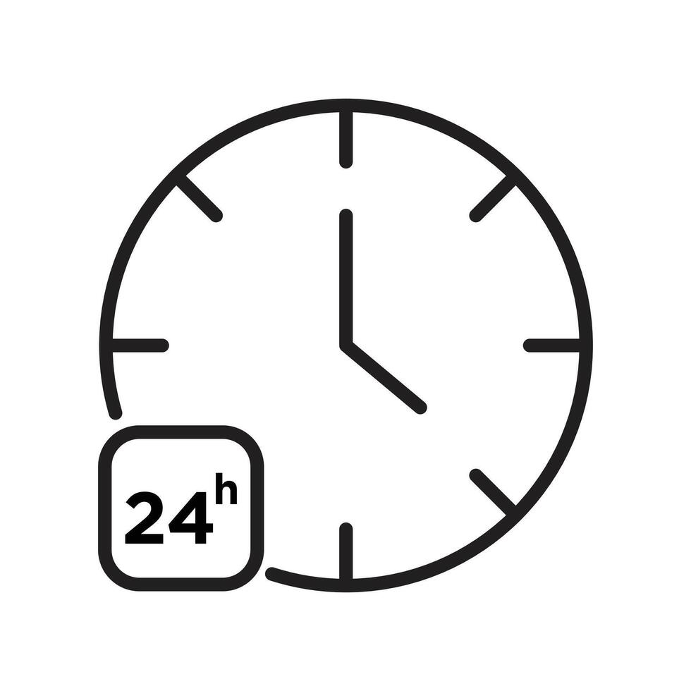 24x7 Availability Icon for Around-the-Clock Services, Customer Support, and Continuous Operations vector