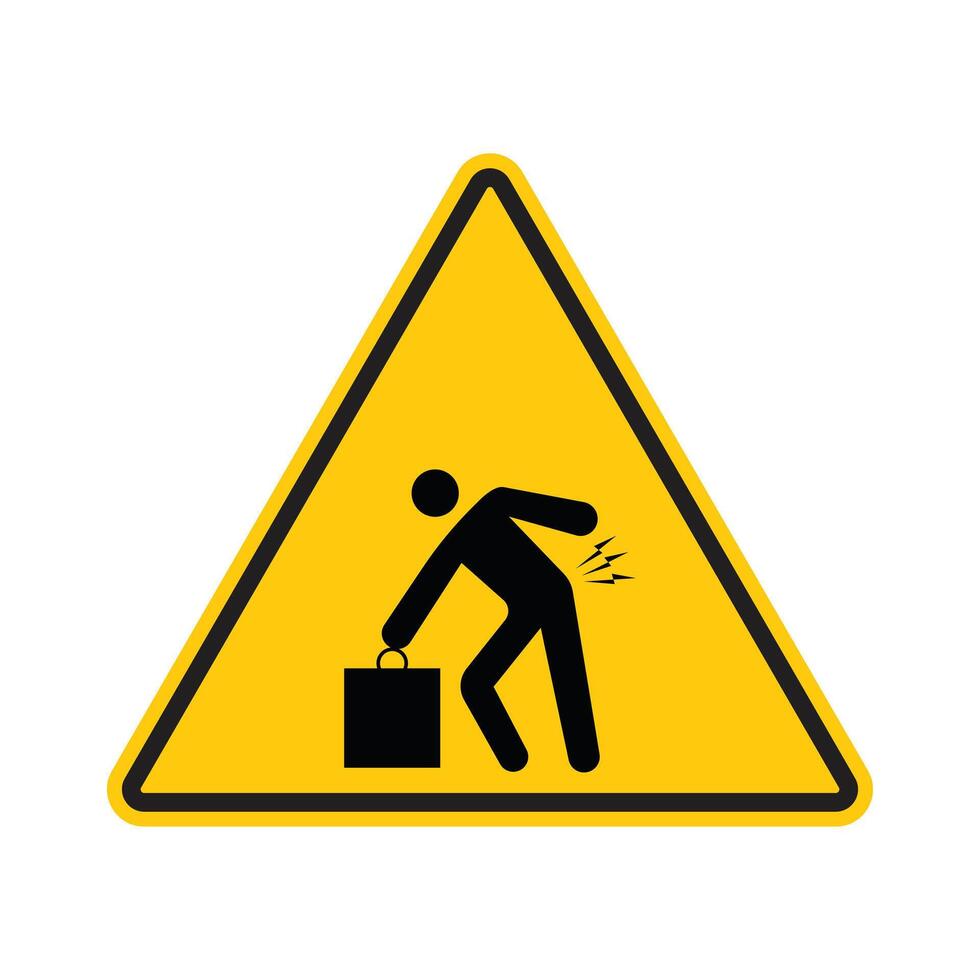 Heavy lifting alert advising proper techniques to prevent injuries vector