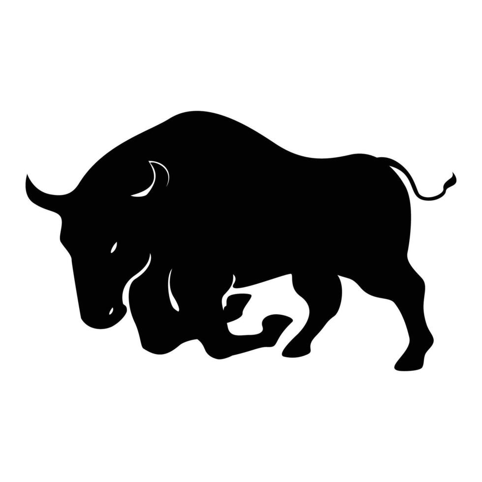 black bull silhouette design. wild buffalo sign and symbol. vector