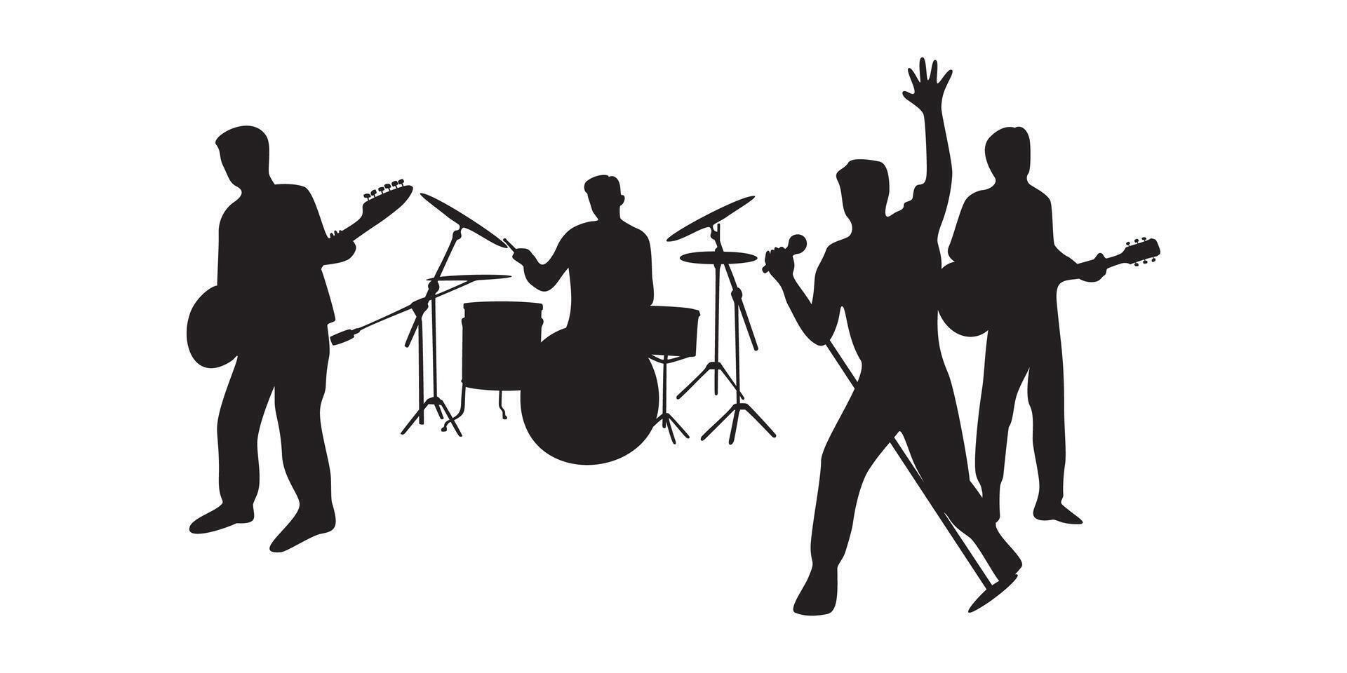 group band silhouette design. music concert illustration. vector