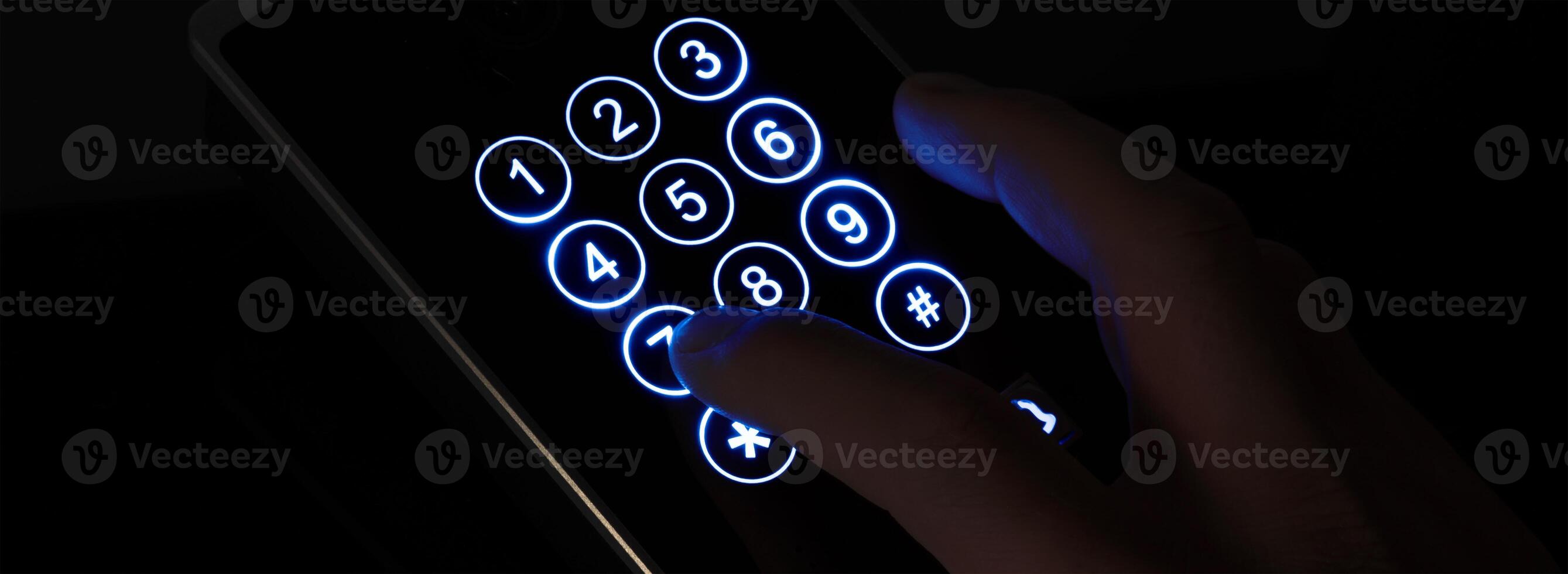 Illuminated Dial Pad in Dark Setting. photo