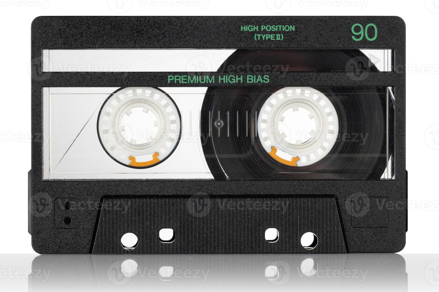 Black Audio Cassette Tape with Green Label photo