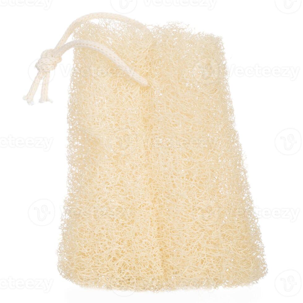 Loofah Sponge with Drawstring, Isolated. photo