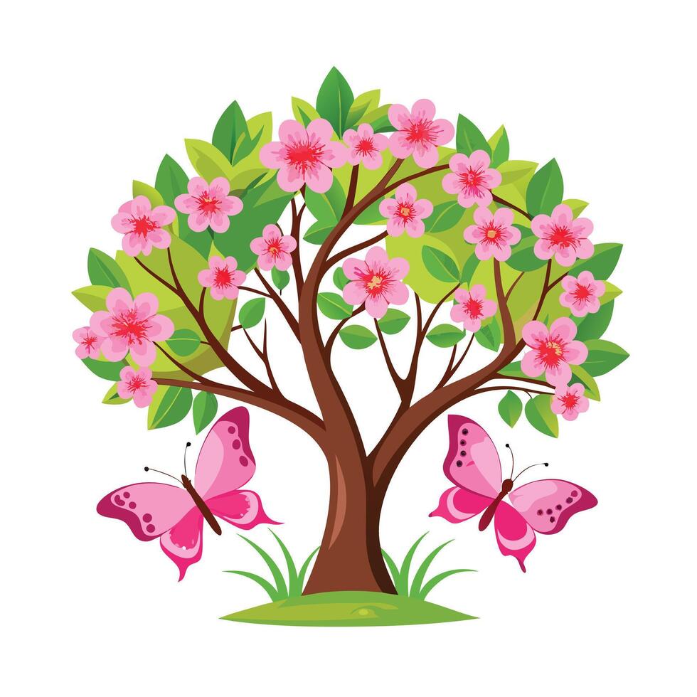 Beautiful Single Big Tree Illustration vector