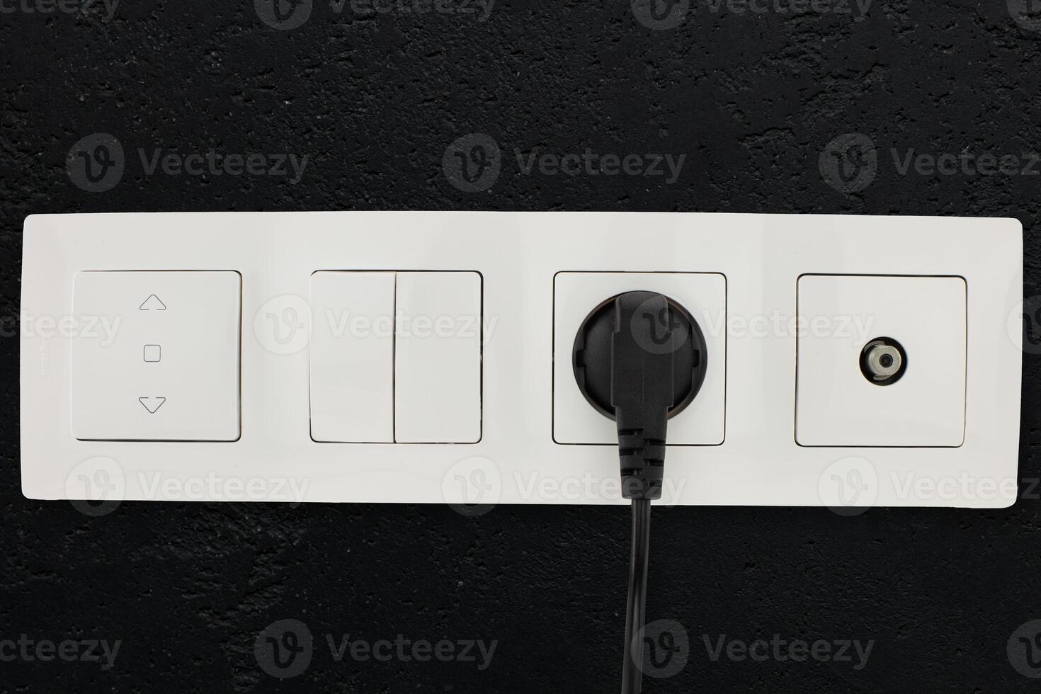 White Wall Socket with Plug photo