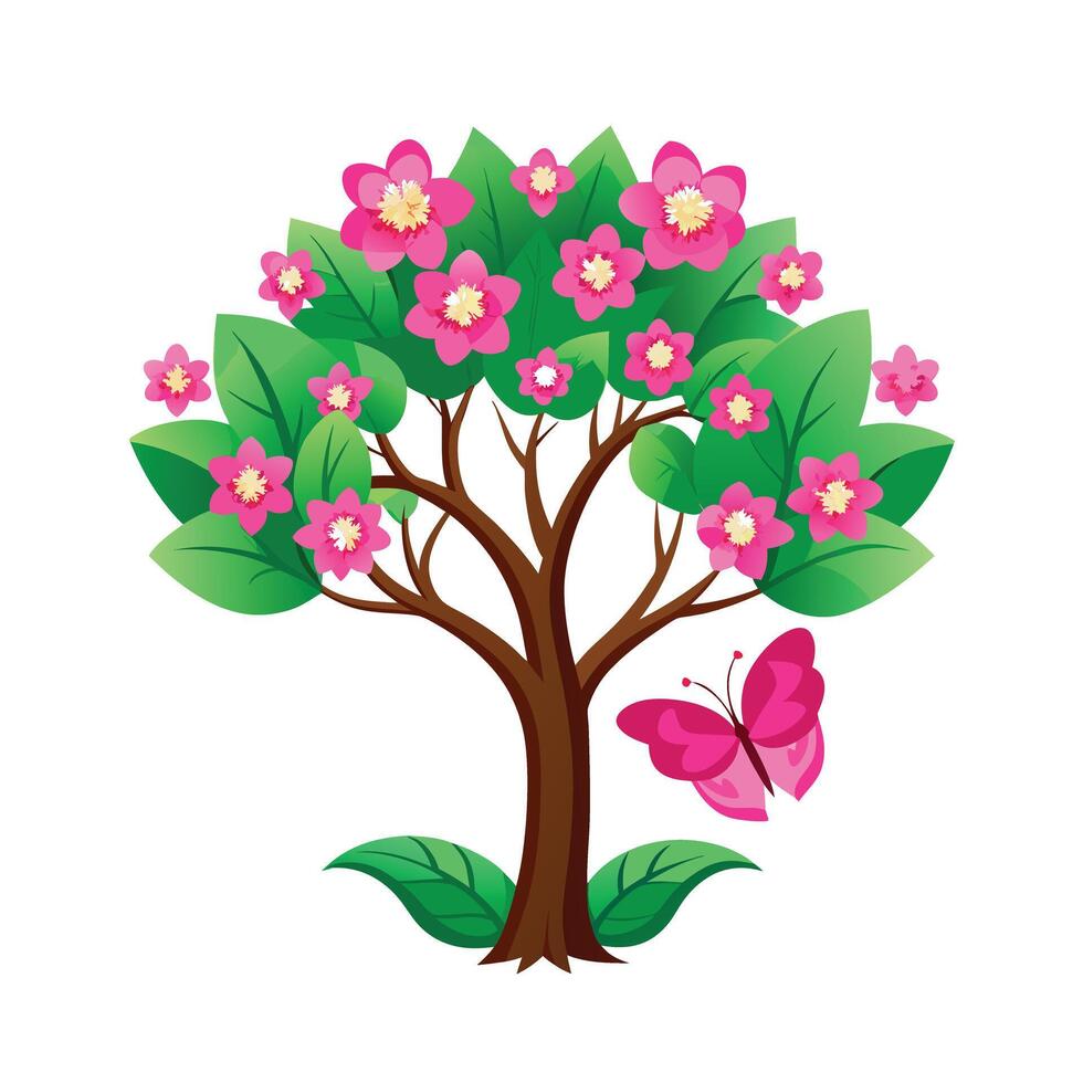 Beautiful Single Big Tree Illustration vector