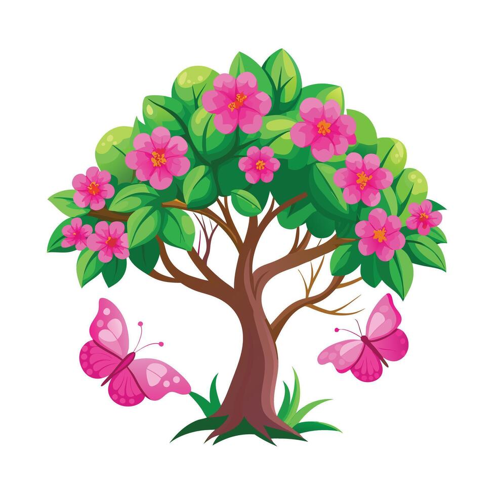Beautiful Single Big Tree Illustration vector