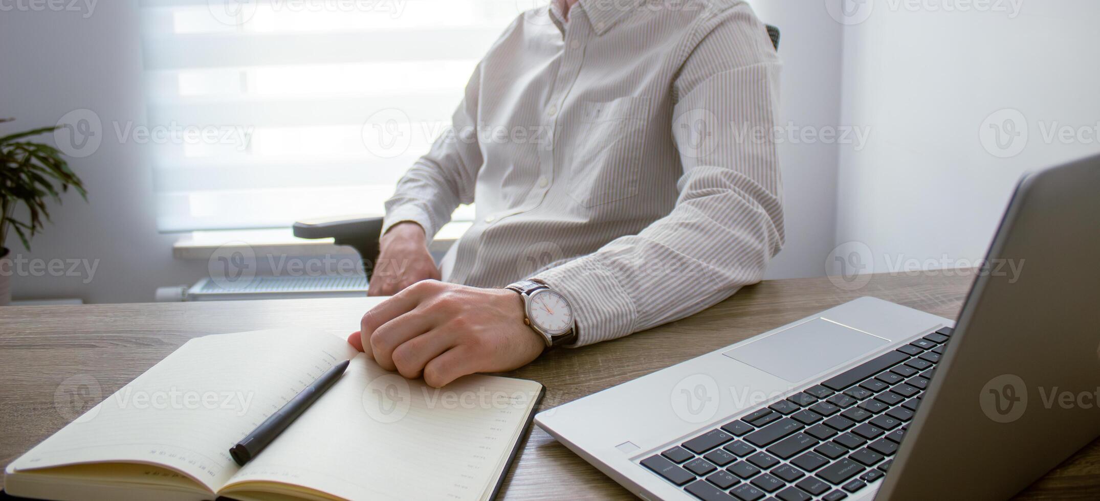Close up, business man on compute chair. man sitting relaxed on a computer chair, office with digital tablet on table, social network, job interview concept photo