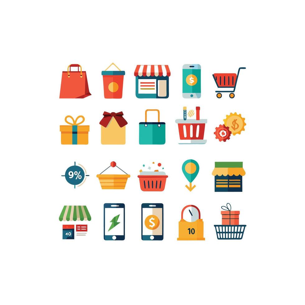 Retail and Shopping Icon Set Collection Illustration vector