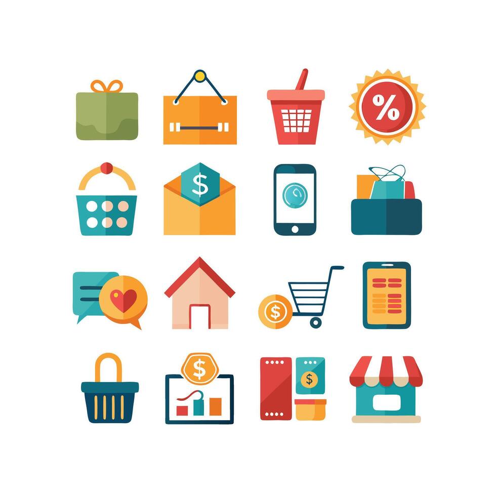 Retail and Shopping Icon Set Collection Illustration vector