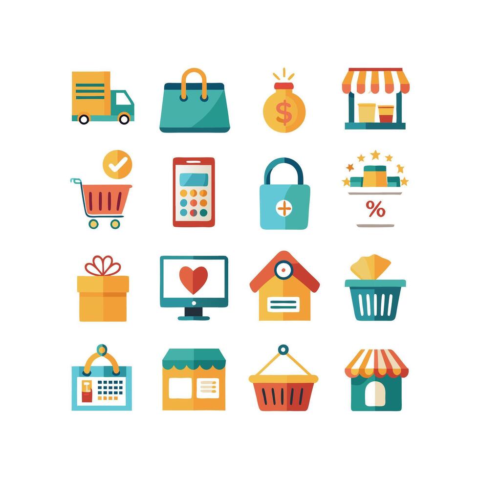 Retail and Shopping Icon Set Collection Illustration vector