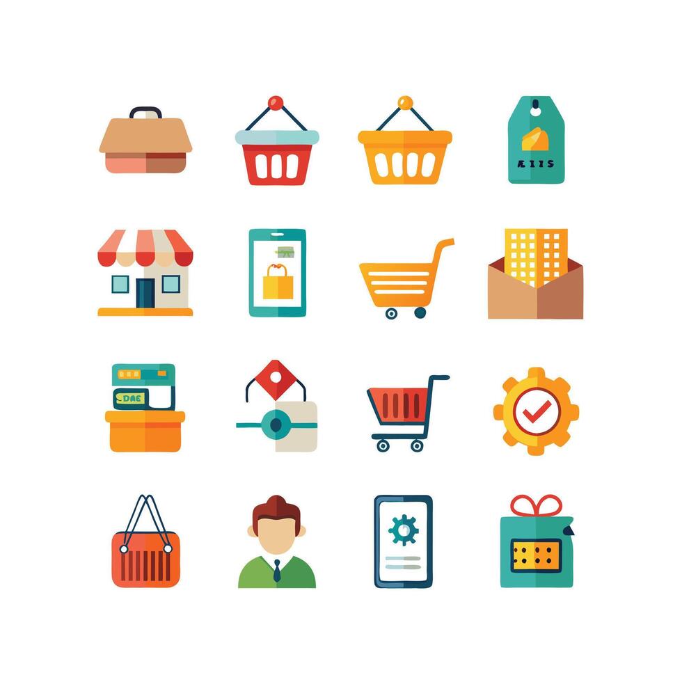 Retail and Shopping Icon Set Collection Illustration vector