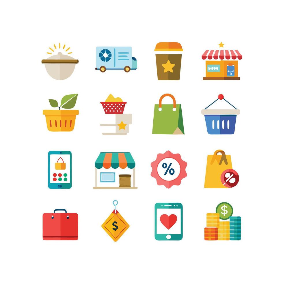 Retail and Shopping Icon Set Collection Illustration vector