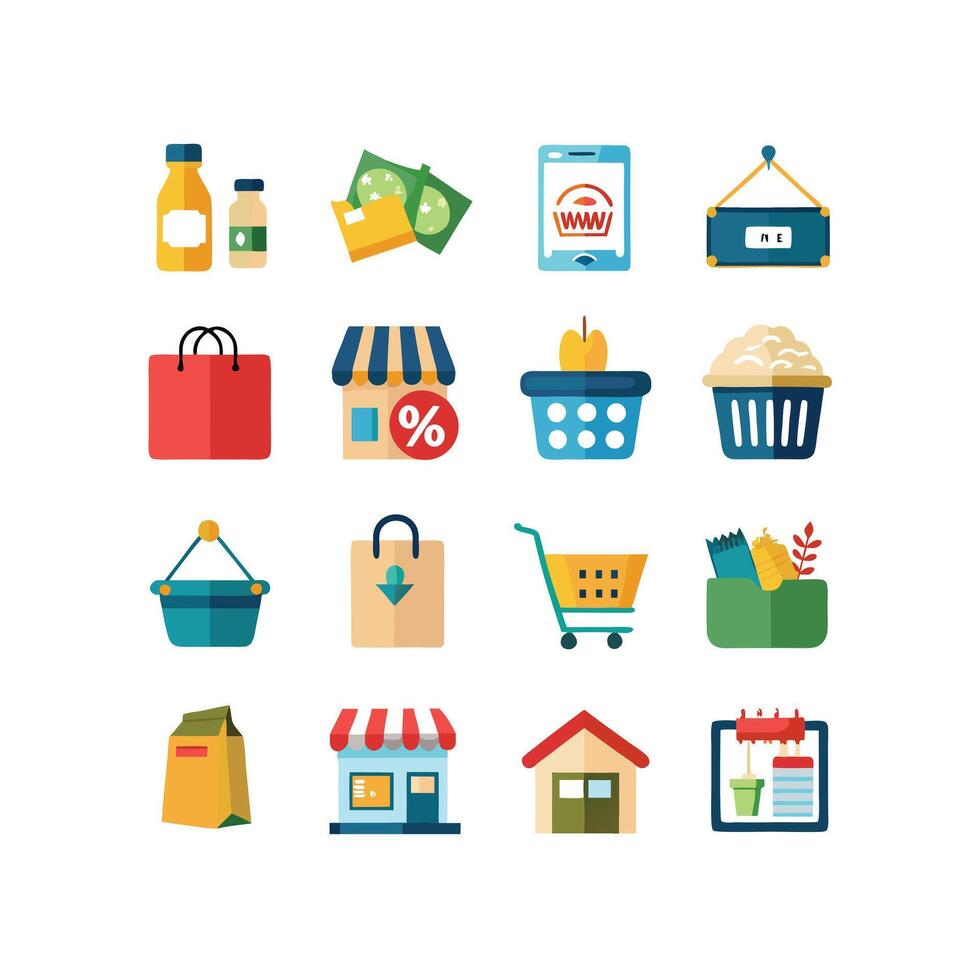 Retail and Shopping Icon Set Collection Illustration vector