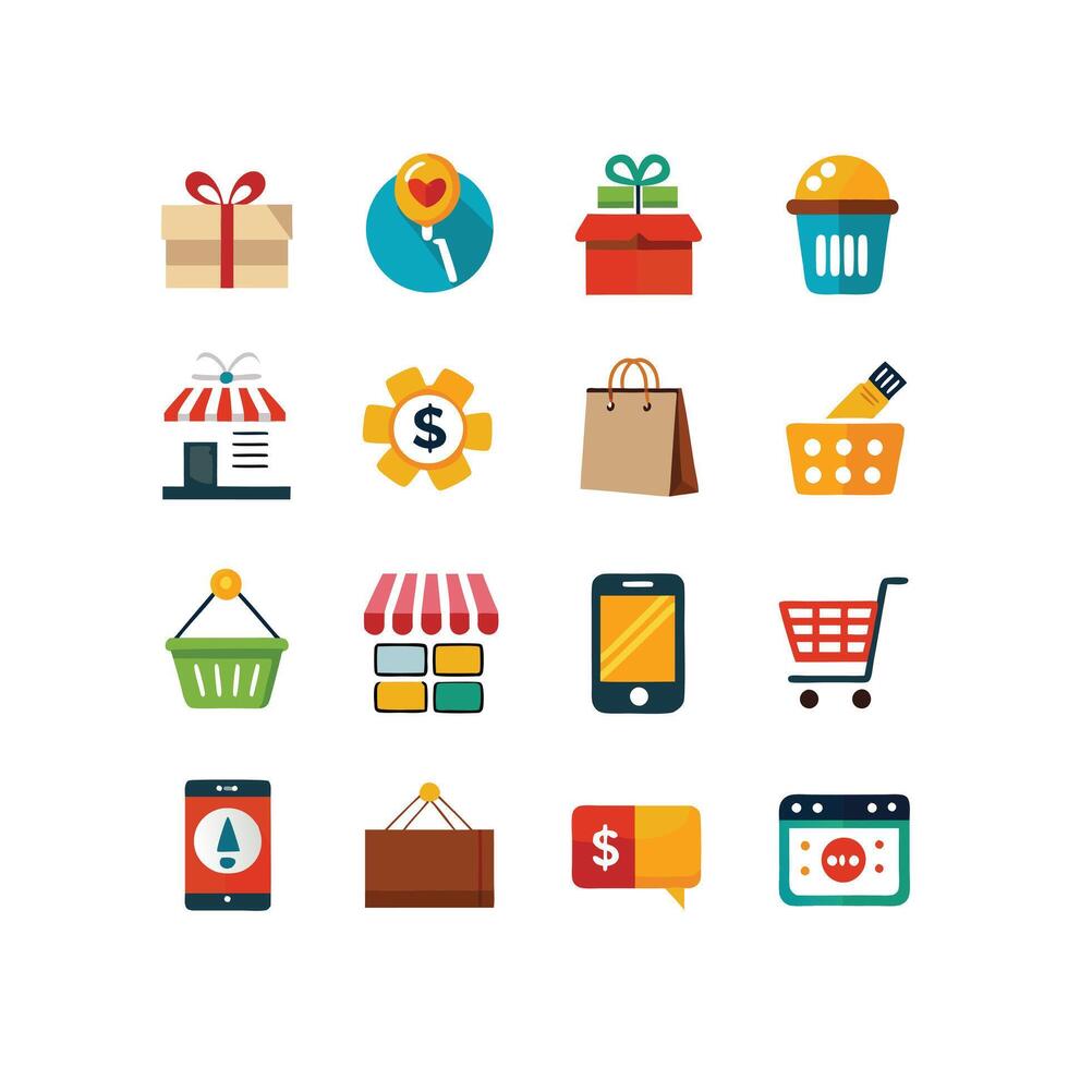 Retail and Shopping Icon Set Collection Illustration vector