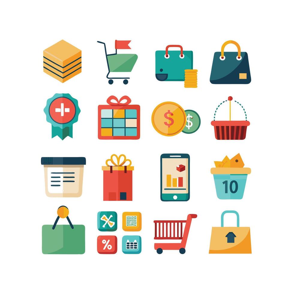 Retail and Shopping Icon Set Collection Illustration vector