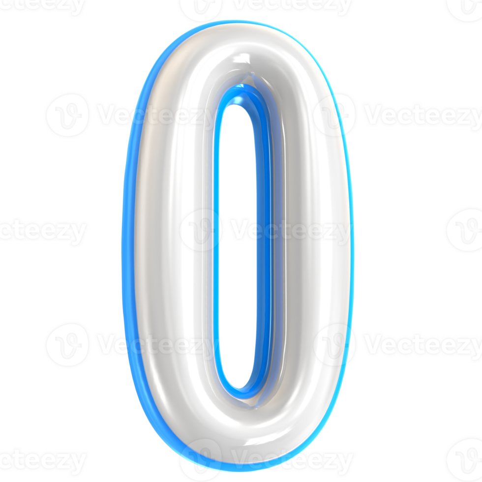Number 0 3d render png